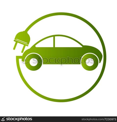 electric car Eco sign,Electric car concept green drive symbol.-vector illustration