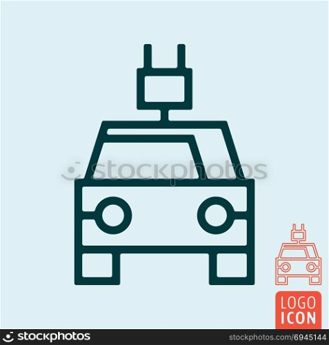 Electric car icon. Battery electric vehicle charging station. Vector illustration.. Electric car charging station