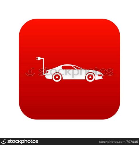 Electric car icon digital red for any design isolated on white vector illustration. Electric car icon digital red
