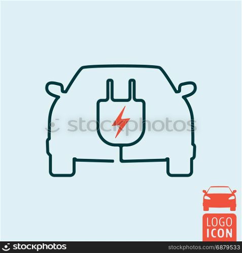 Electric car icon. Electrical cable plug charging station symbol. Vector illustration.. Electric car icon isolated