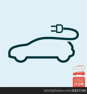 Electric car icon. Electrical cable plug charging symbol. Vector illustration. Electric car icon