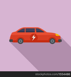 Electric car icon. Flat illustration of electric car vector icon for web design. Electric car icon, flat style