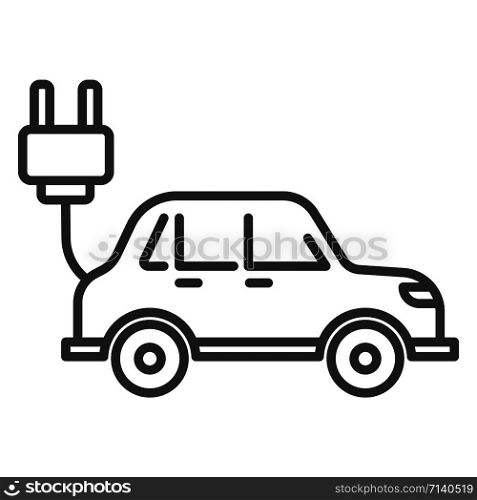 Electric car icon. Outline electric car vector icon for web design isolated on white background. Electric car icon, outline style