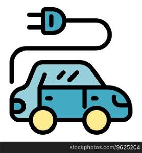 Electric car icon outline vector. Ecology energy. Eco car color flat. Electric car icon vector flat