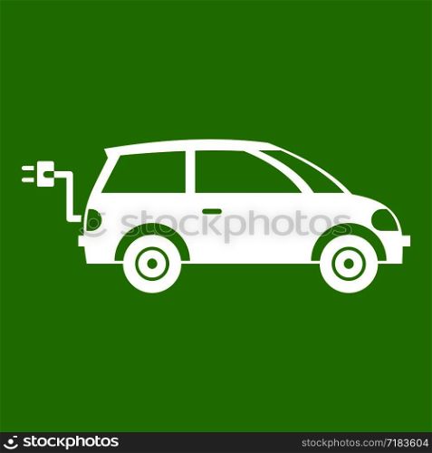 Electric car in simple style isolated on white background vector illustration. Electric car icon green