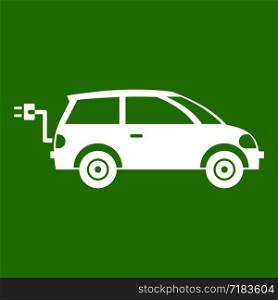 Electric car in simple style isolated on white background vector illustration. Electric car icon green