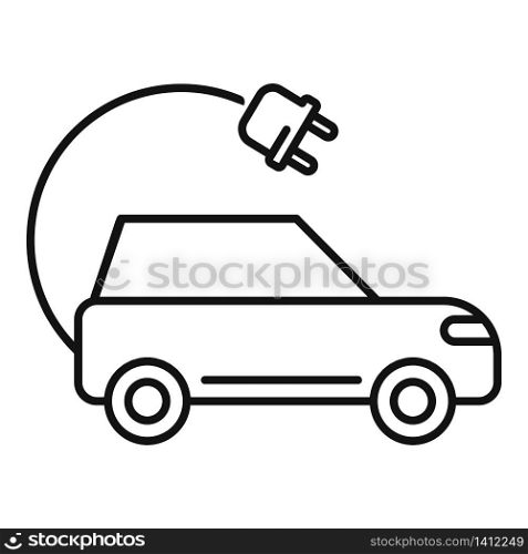 Electric car plug icon. Outline electric car plug vector icon for web design isolated on white background. Electric car plug icon, outline style