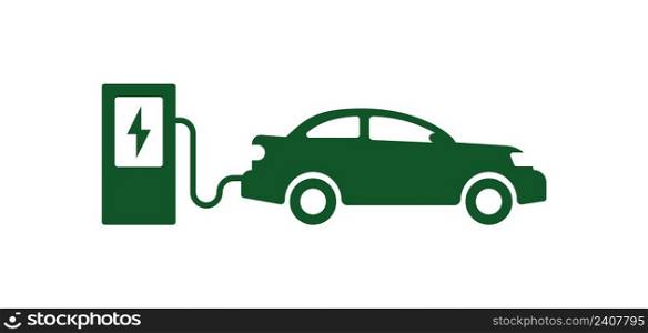 Electric car refueling icon. Electrical fuel car vector desing.