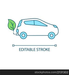 Electric car RGB color icon. Hybrid vehicle. Alternative energy. Fuel efficient auto. Battery charging. Isolated vector illustration. Simple filled line drawing. Editable stroke. Arial font used. Electric car RGB color icon