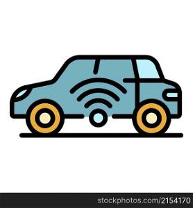 Electric car sign wifi icon. Outline electric car sign wifi vector icon color flat isolated. Electric car sign wifi icon color outline vector
