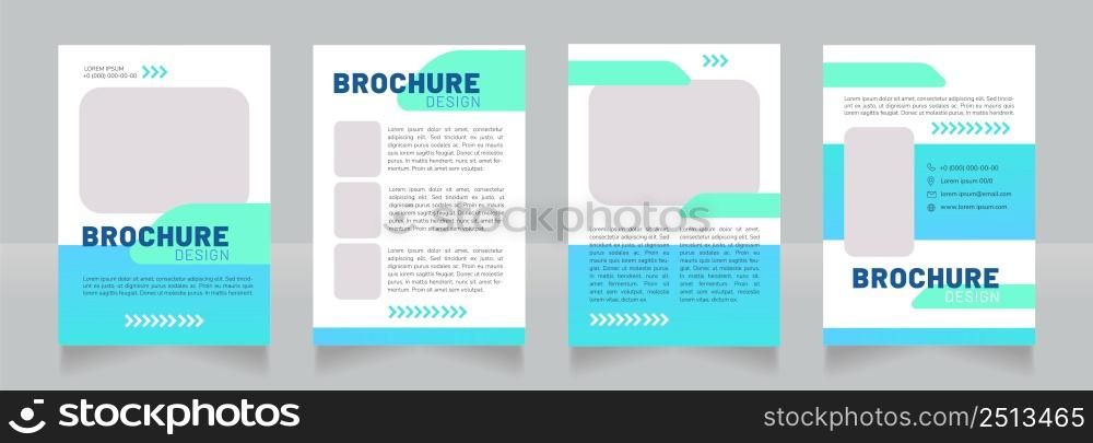 Electric cars blue blank brochure design. Template set with copy space for text. Premade corporate reports collection. Editable 4 paper pages. Barlow Black, Regular, Nunito Light fonts used. Electric cars blue blank brochure design