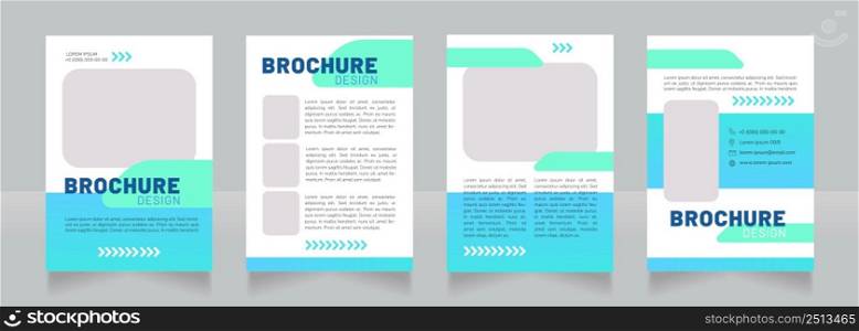 Electric cars blue blank brochure design. Template set with copy space for text. Premade corporate reports collection. Editable 4 paper pages. Barlow Black, Regular, Nunito Light fonts used. Electric cars blue blank brochure design