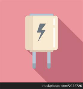 Electric charger icon flat vector. Phone charge. Usb cable. Electric charger icon flat vector. Phone charge