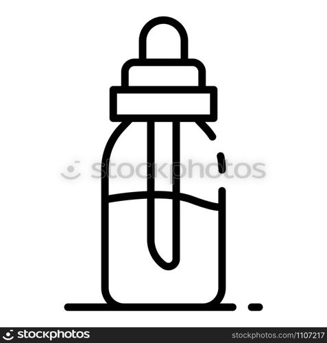 Electric cigarette liquid bottle icon. Outline electric cigarette liquid bottle vector icon for web design isolated on white background. Electric cigarette liquid bottle icon, outline style