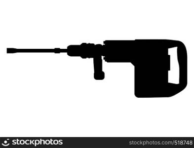 Electric demolition hammer or heavy drill. Side view. Flat vector.