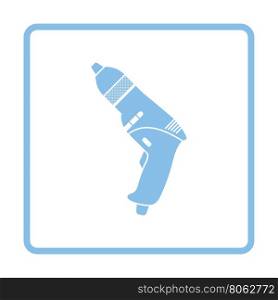 Electric drill icon. Blue frame design. Vector illustration.