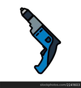 Electric Drill Icon. Editable Bold Outline With Color Fill Design. Vector Illustration.