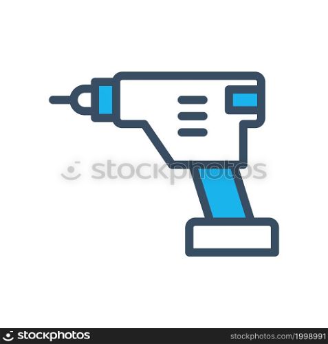 Electric drill icon filled color
