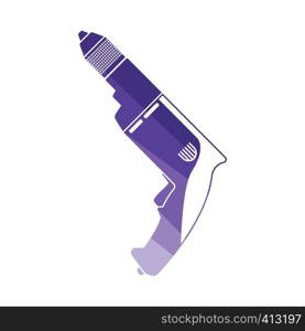 Electric drill icon. Flat color design. Vector illustration.