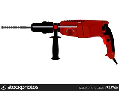 Electric drill on a white background. Flat vector.