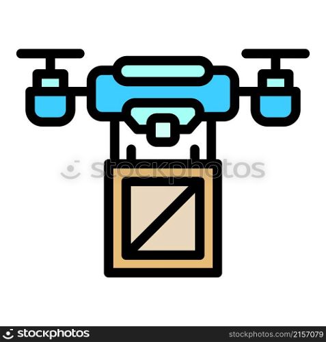 Electric drone delivery icon. Outline electric drone delivery vector icon color flat isolated. Electric drone delivery icon color outline vector