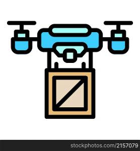 Electric drone delivery icon. Outline electric drone delivery vector icon color flat isolated. Electric drone delivery icon color outline vector