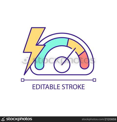 Electric energy load balance RGB color icon. Smart grid system controlling. Power measuring device. Isolated vector illustration. Simple filled line drawing. Editable stroke. Arial font used. Electric energy load balance RGB color icon