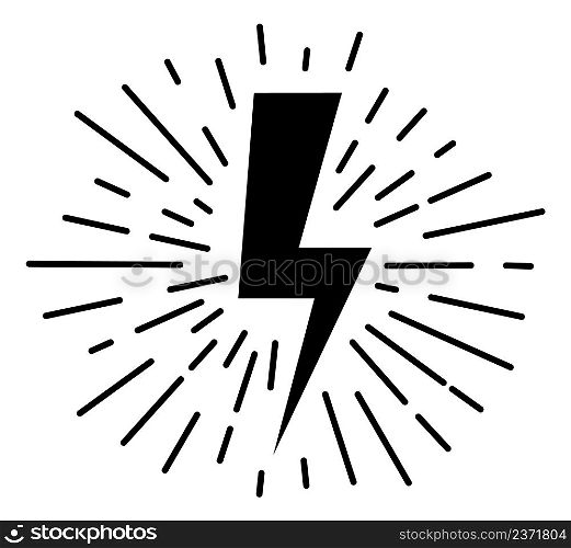 Electric energy symbol. Lightning flash black sign isolated on white background. Electric energy symbol. Lightning flash black sign