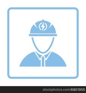 Electric engineer icon. Blue frame design. Vector illustration.