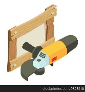 Electric equipment icon isometric vector. Electric sander and wooden board icon. Angle grinder, construction and repair work. Electric equipment icon isometric vector. Electric sander and wooden board icon