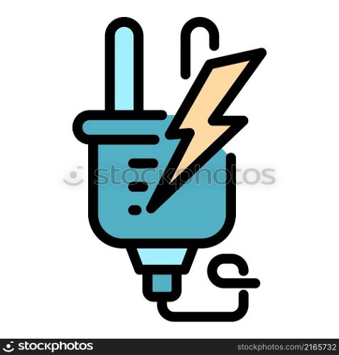 Electric europe plug icon. Outline electric europe plug vector icon color flat isolated. Electric europe plug icon color outline vector