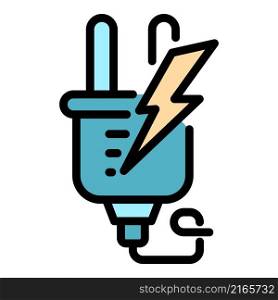 Electric europe plug icon. Outline electric europe plug vector icon color flat isolated. Electric europe plug icon color outline vector