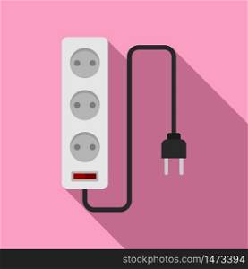Electric extension cords icon. Flat illustration of electric extension cords vector icon for web design. Electric extension cords icon, flat style