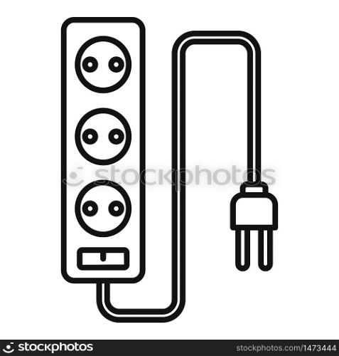 Electric extension cords icon. Outline electric extension cords vector icon for web design isolated on white background. Electric extension cords icon, outline style