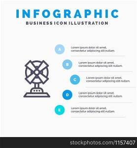 Electric, Fan, Home, Machine Blue Infographics Template 5 Steps. Vector Line Icon template