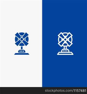 Electric, Fan, Home, Machine Line and Glyph Solid icon Blue banner