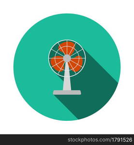 Electric Fan Icon. Flat Circle Stencil Design With Long Shadow. Vector Illustration.