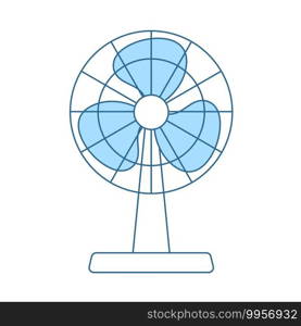 Electric Fan Icon. Thin Line With Blue Fill Design. Vector Illustration.