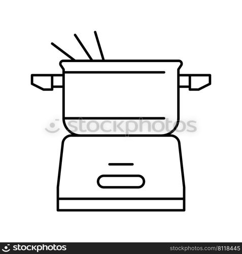 electric fondue pot line icon vector. electric fondue pot sign. isolated contour symbol black illustration. electric fondue pot line icon vector illustration
