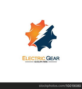 Electric gear vector logo template illustration. Suitable for business, technology and web. also, for energy and thunder symbol