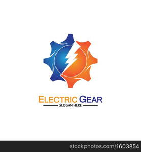 Electric gear vector logo template illustration. Suitable for business, technology and web. also, for energy and thunder symbol