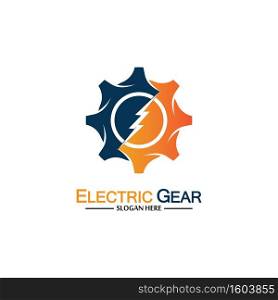 Electric gear vector logo template illustration. Suitable for business, technology and web. also, for energy and thunder symbol