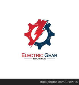 Electric gear vector logo template illustration. Suitable for business, technology and web. also, for energy and thunder symbol