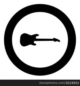 Electric guitar black icon in circle vector illustration isolated