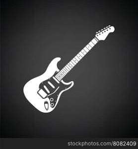 Electric guitar icon. Black background with white. Vector illustration.