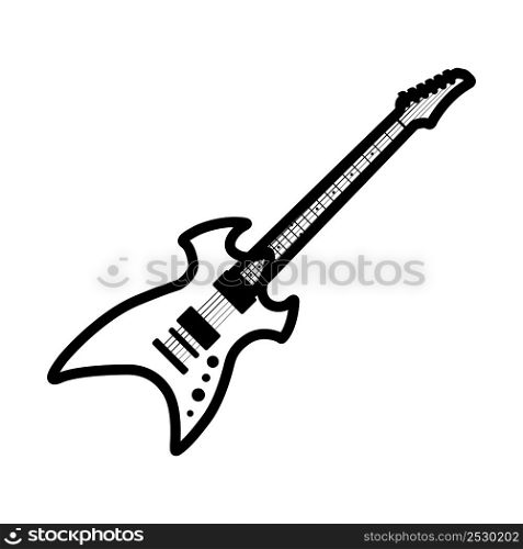 Electric Guitar Icon. Bold outline design with editable stroke width. Vector Illustration.