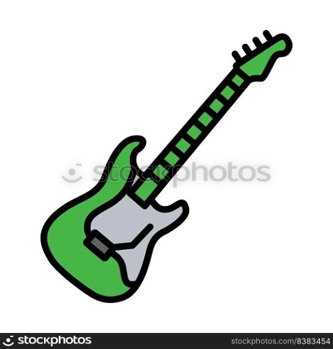 Electric Guitar Icon. Editable Bold Outline With Color Fill Design. Vector Illustration.