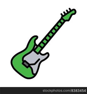 Electric Guitar Icon. Editable Bold Outline With Color Fill Design. Vector Illustration.