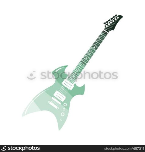 Electric guitar icon. Flat color design. Vector illustration.
