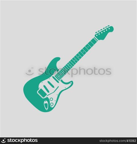 Electric guitar icon. Gray background with green. Vector illustration.
